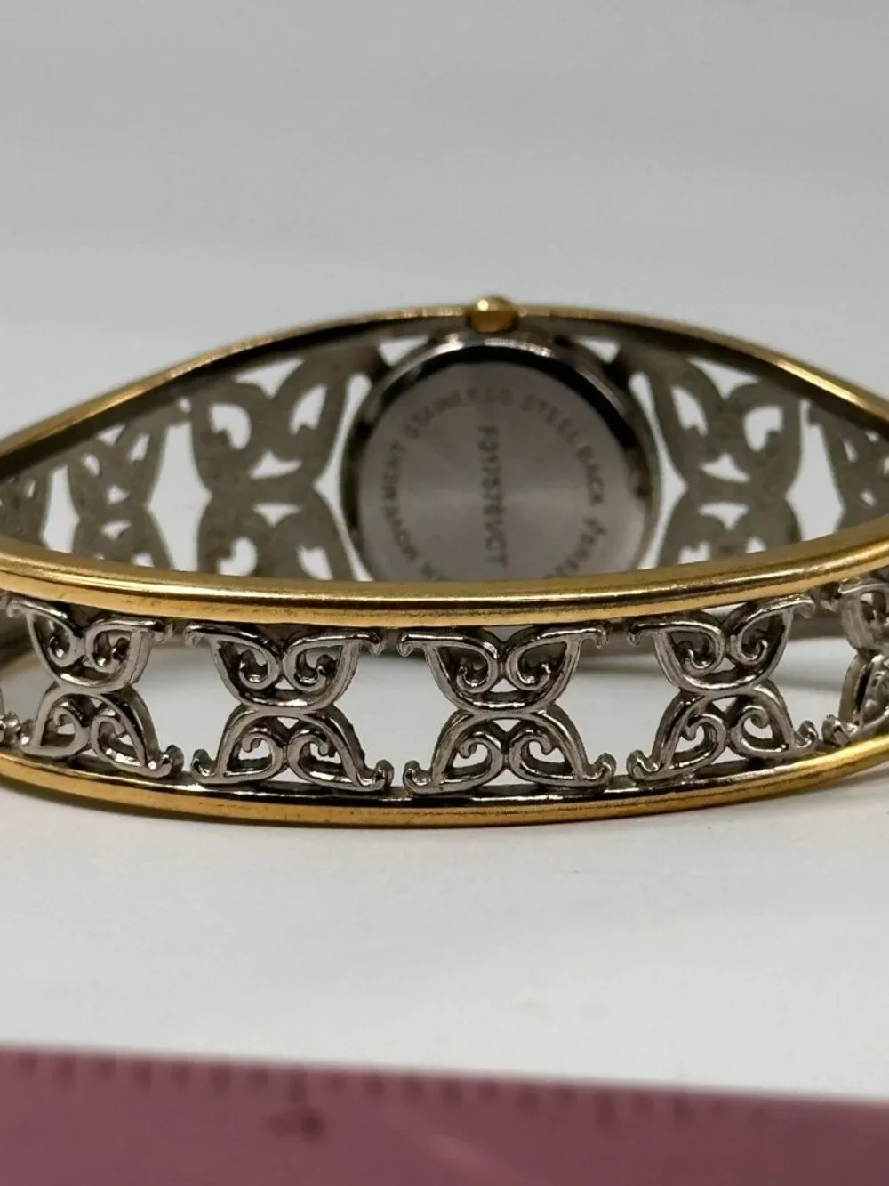 Avon Butterfly Watch Women Silver Gold Two Tone Mother of Pearl Dial Works